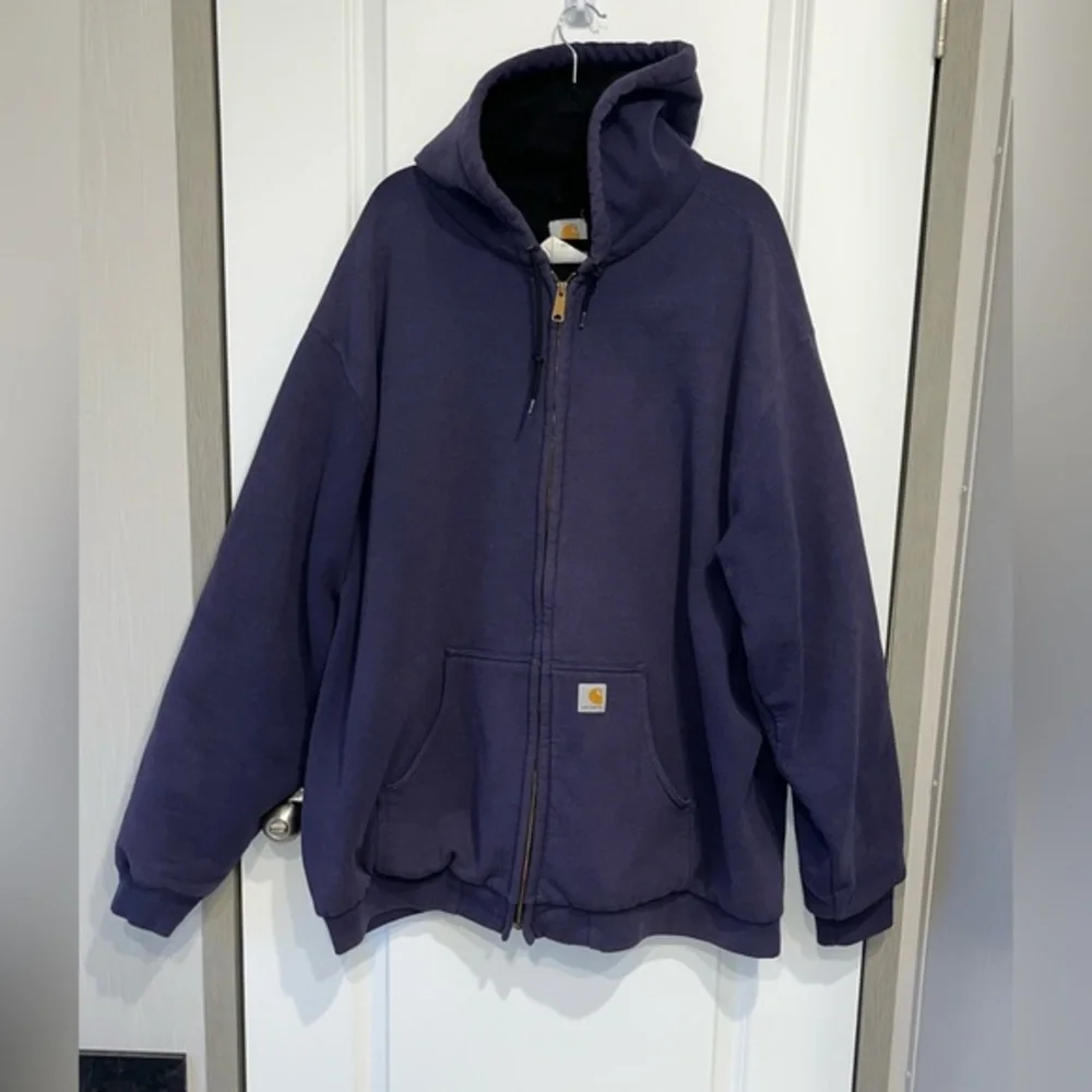Carhartt Heavy Hoodie Mens 3XL Tall Blue J149 Mesh Lined Full Zip Workwear